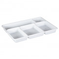 Plateau-repas en plastique blanc 29 x 22,4 cm - 5 compartiments