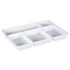 Plateau-repas en plastique blanc 29 x 22,4 cm - 5 compartiments